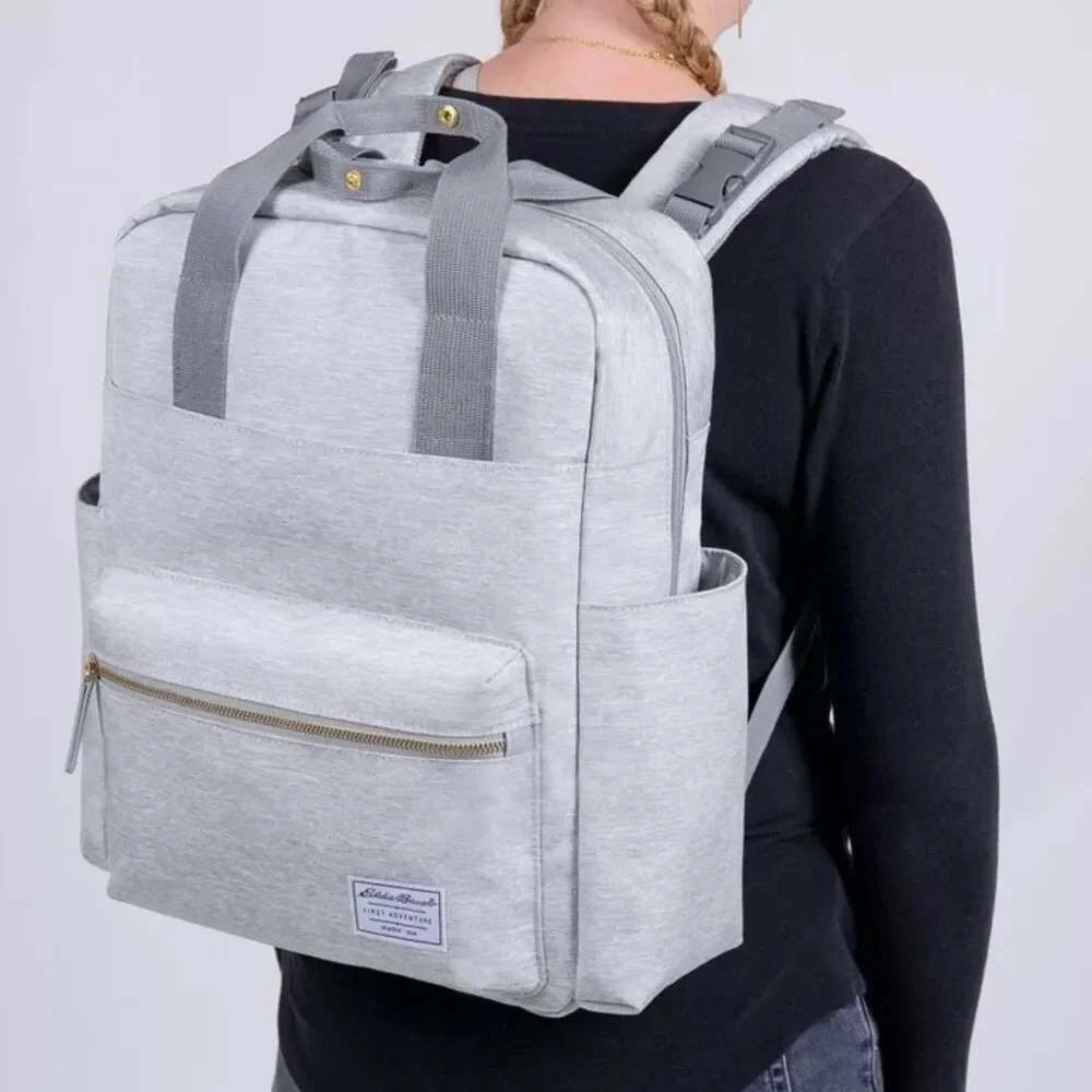 Eddie Bauer Alpine Backpack Diaper Bag Gray PEVA Changing Pad Included Spacious